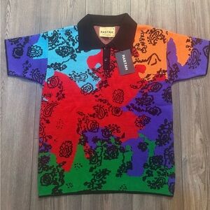 RASTAH “Colours of Life” Jacquard Knit Polo Shirt Multicolor BNWT Size Small